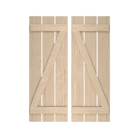 Rustic Three Board Spaced Board-n-Batten Sandblasted Faux Wood Shutters W/Z-Board, 17 1/2W X 54H